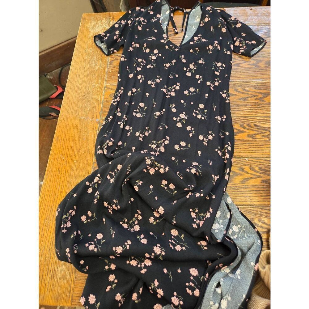 Reformation Briana Dress In Pink&black Floral Sz 8